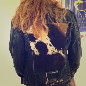 Custom Embellished Cowhide Denim Jacket